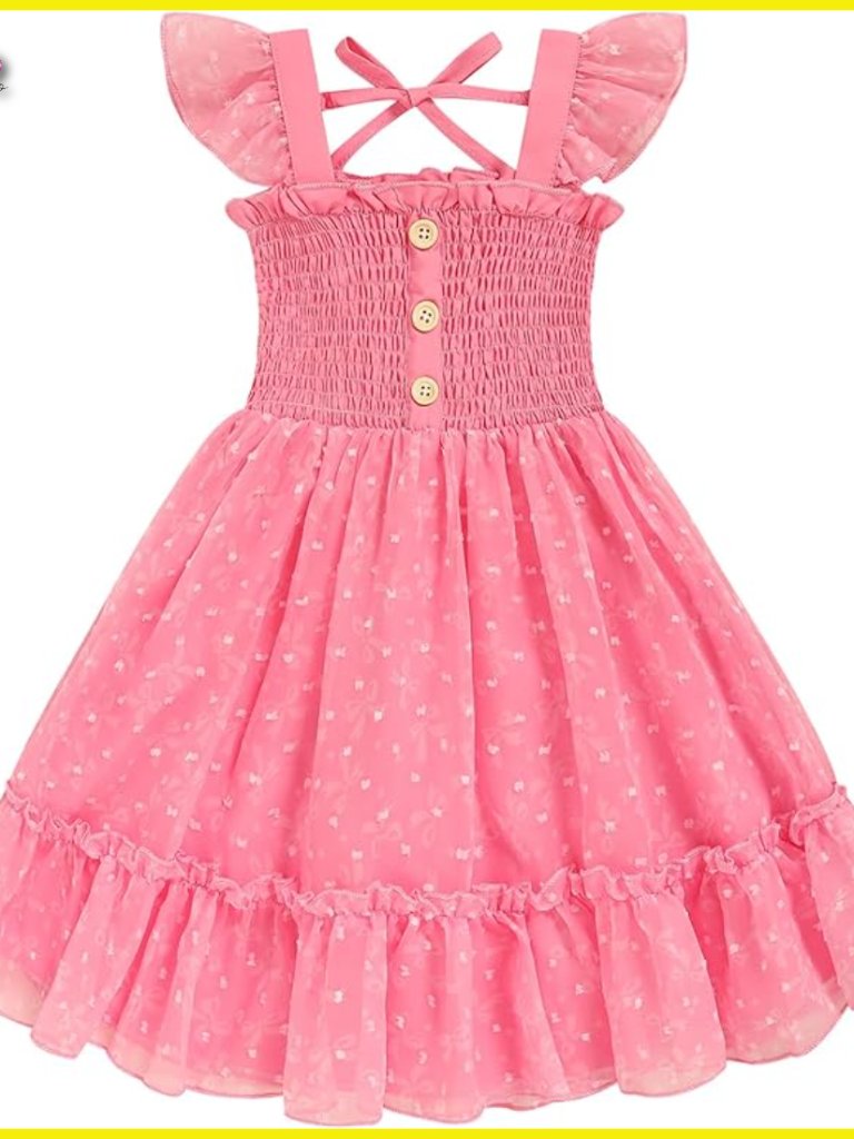 Floral Smocked Chiffon Sundress Toddler Girl Sleeveless A-Line Summer Beach